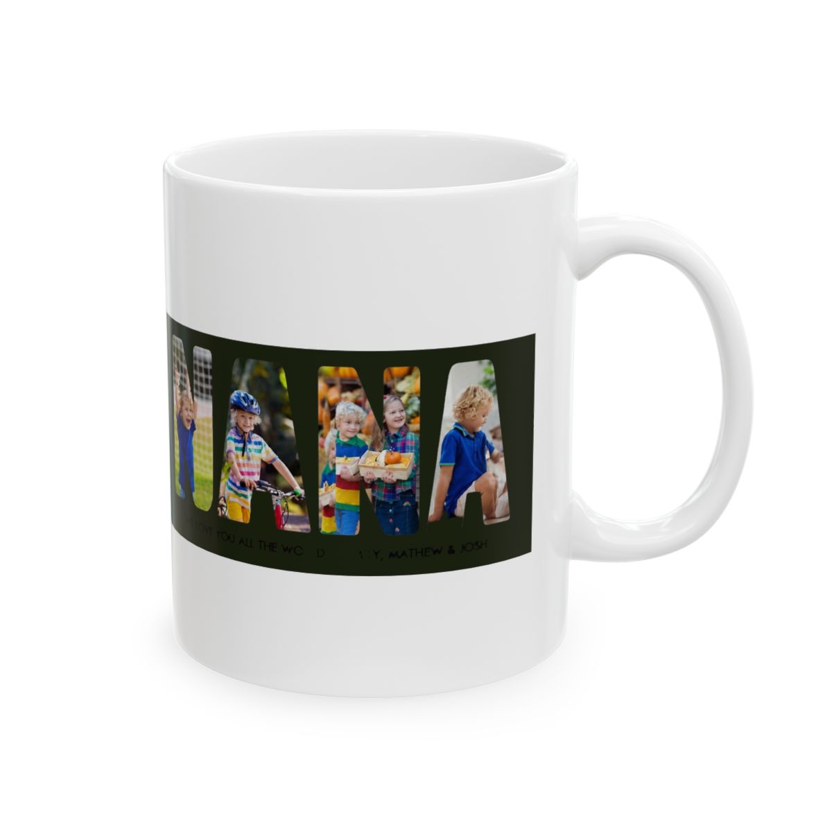 NANA Photo Collage Letter Cutout Grandkids Names Coffee Mug